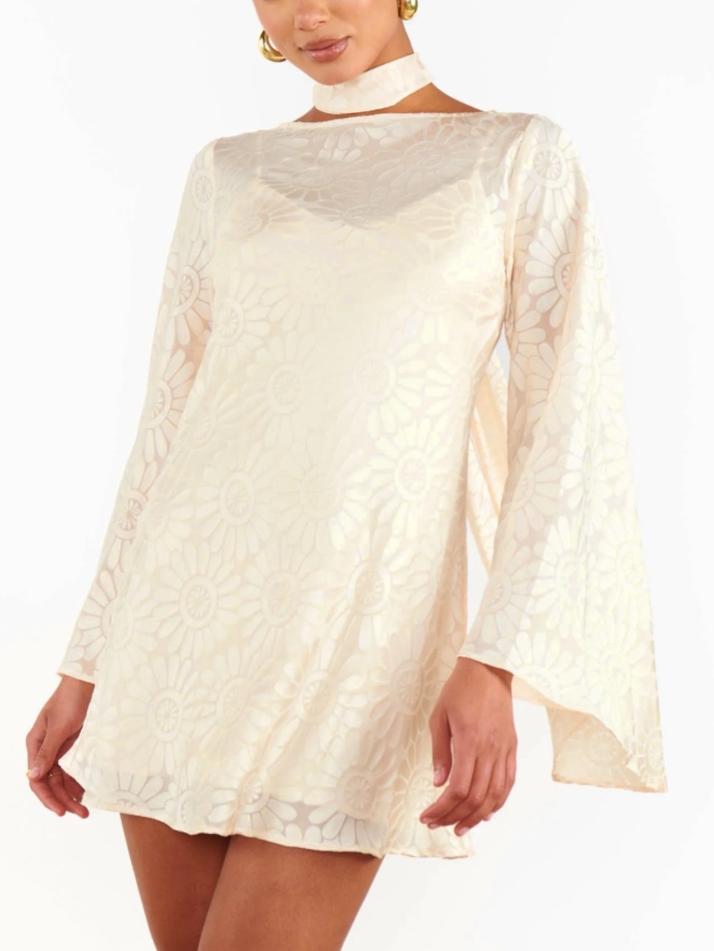 Show Me Your Mumu Cream Floral Lace Long Sleeve Mini Dress